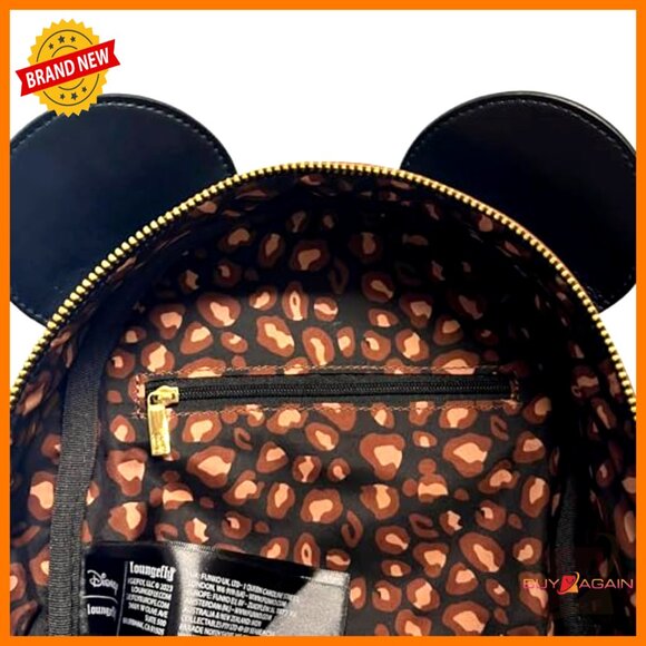 Leopard Print Minnie Mouse Vegan Leather Shoulder Bag Adjustable Straps - Picture 5 of 5